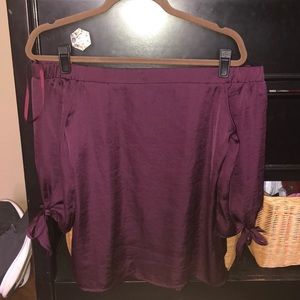 Off the shoulder top with tie sleeves